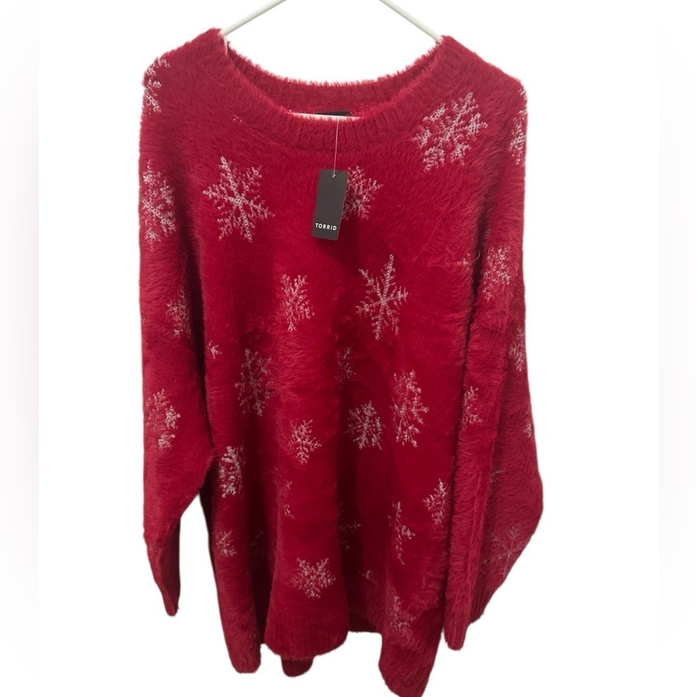 Torrid Eyelash Lurex Crew Neck Pullover Sweater Snowflake Size 3X Holiday